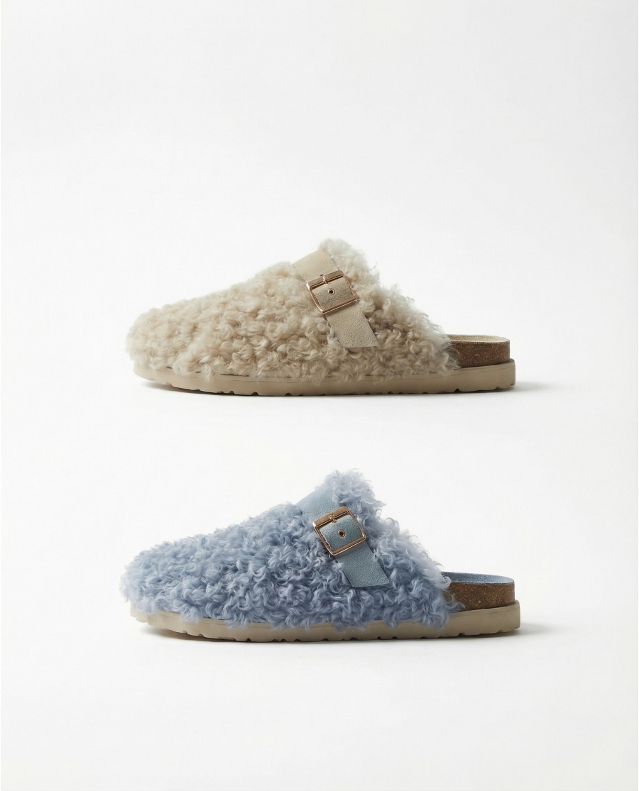ADMAS Zapatillas De Estar Por Casa Zueco Borreguito para Mujer, (Caja 6 unidades) SURTIDO