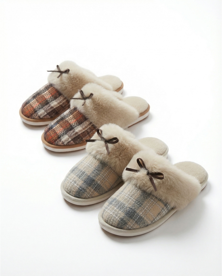 ADMAS Zapatillas De Estar Por Casa Cuadros Lazo para Mujer, (Caja 6 unidades) SURTIDO