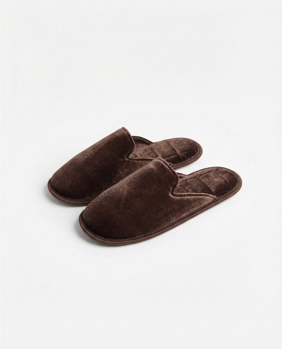 ADMAS Zapatillas De Estar Por Casa Velvet para Hombre, (Caja 6 unidades) MARRON