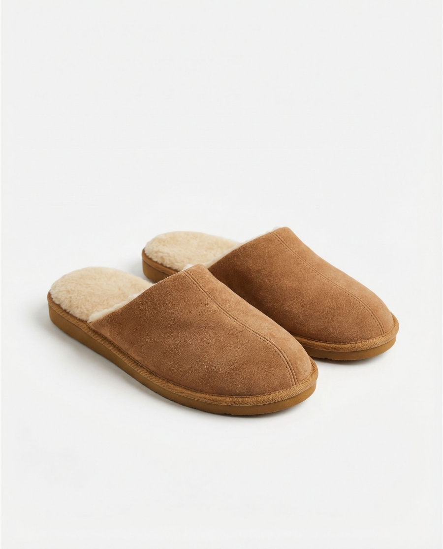 ADMAS Zapatillas De Estar Por Casa Ante Premium para Hombre, (Caja 6 unidades) CAMEL