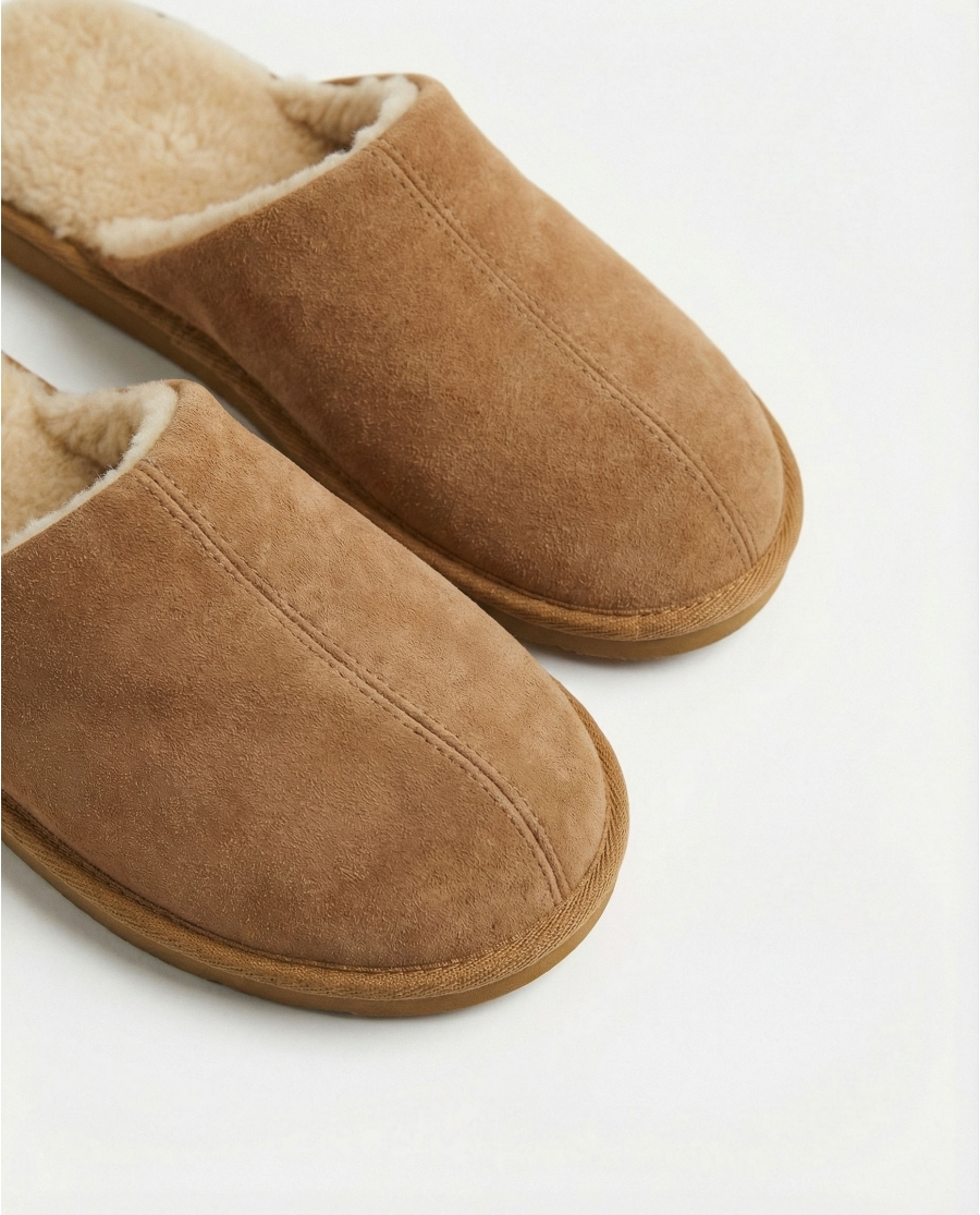 ADMAS Zapatillas De Estar Por Casa Ante Premium para Hombre, (Caja 6 unidades) CAMEL