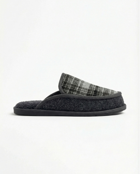 ADMAS Zapatillas De Estar Por Casa Cuadros Borreguito para Hombre, (Caja 6 unidades) GRIS 2