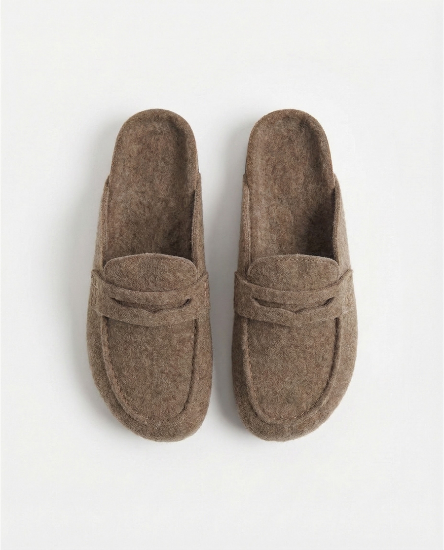 ADMAS Zapatillas De Estar Por Casa Mocasín Fieltro para Hombre, (Caja 6 unidades) MOKA