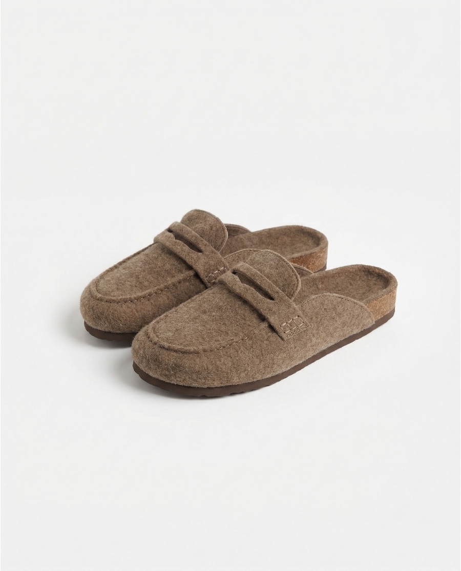 ADMAS Zapatillas De Estar Por Casa Mocasín Fieltro para Hombre, (Caja 6 unidades) MOKA