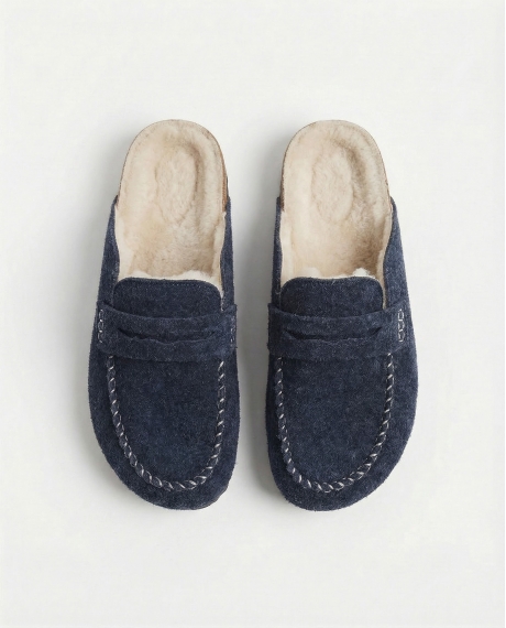 ADMAS Zapatillas De Estar Por Casa Mocasín Fieltro para Hombre, (Caja 6 unidades) MARINO