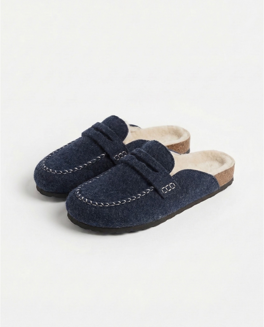 ADMAS Zapatillas De Estar Por Casa Mocasín Fieltro para Hombre, (Caja 6 unidades) MARINO