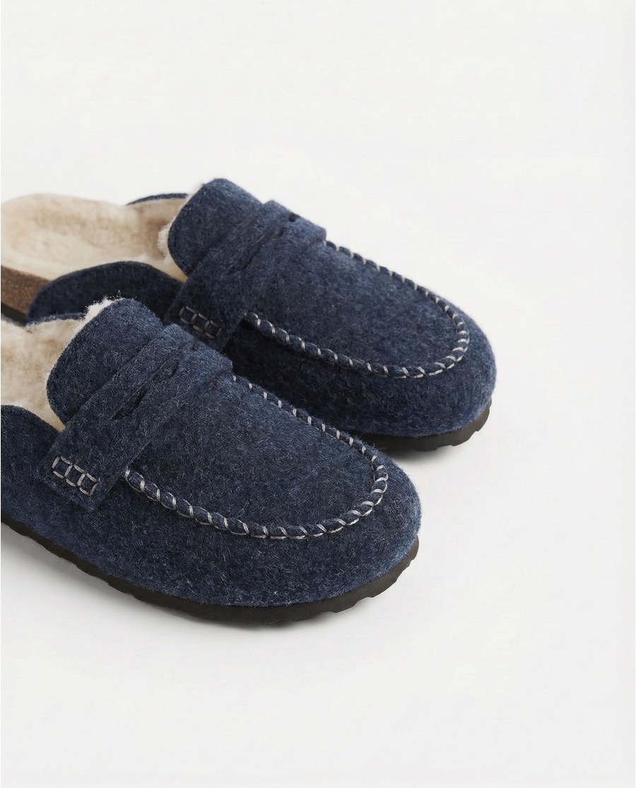ADMAS Zapatillas De Estar Por Casa Mocasín Fieltro para Hombre, (Caja 6 unidades) MARINO