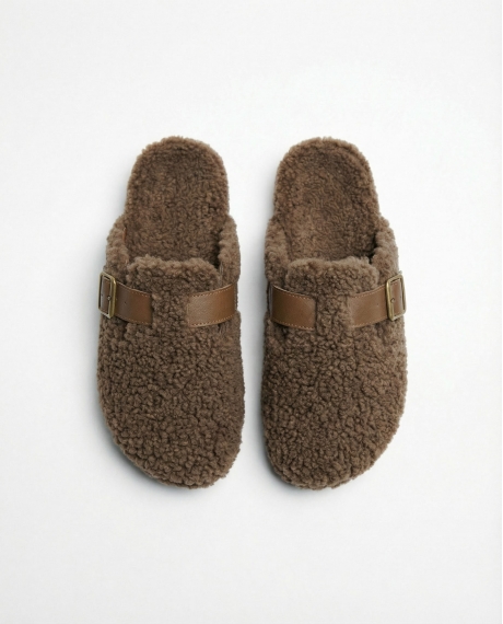 ADMAS Zapatillas De Estar Por Casa Brown Sherpa para Hombre, (Caja 6 unidades) MARRON