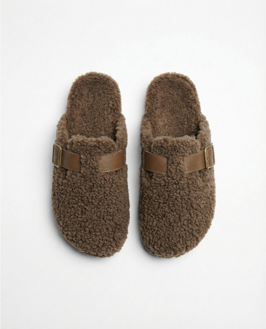ADMAS Zapatillas De Estar Por Casa Brown Sherpa para Hombre, (Caja 6 unidades) MARRON
