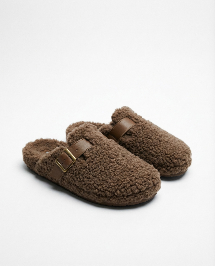 ADMAS Zapatillas De Estar Por Casa Brown Sherpa para Hombre, (Caja 6 unidades) MARRON