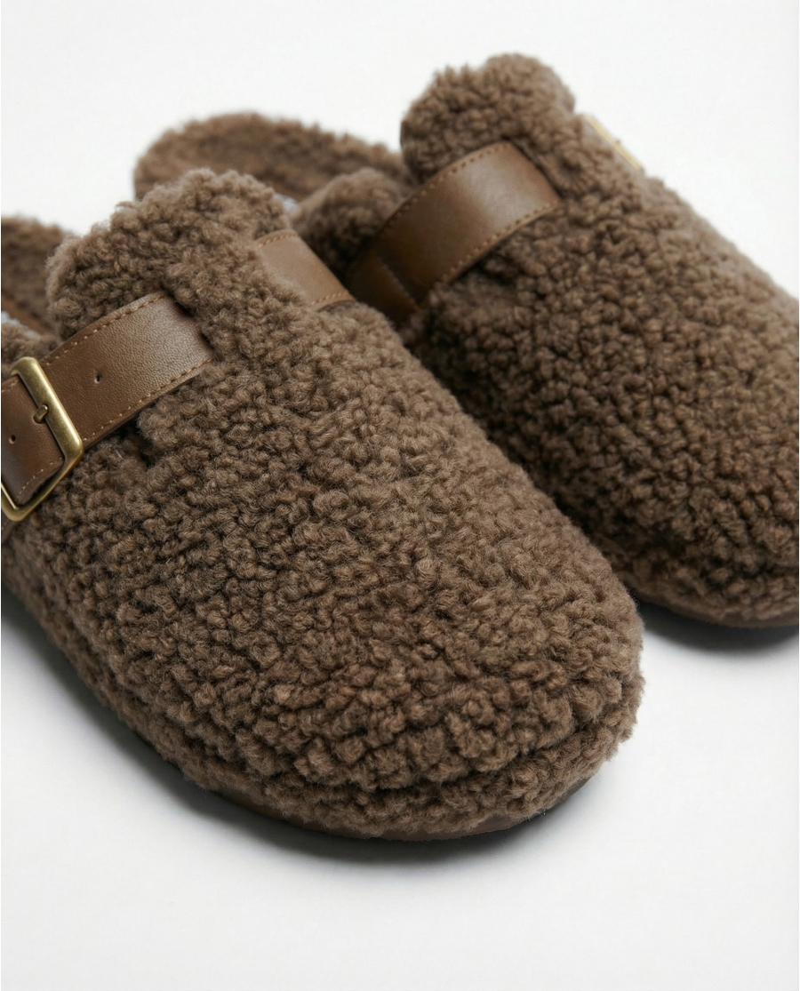 ADMAS Zapatillas De Estar Por Casa Brown Sherpa para Hombre, (Caja 6 unidades) MARRON