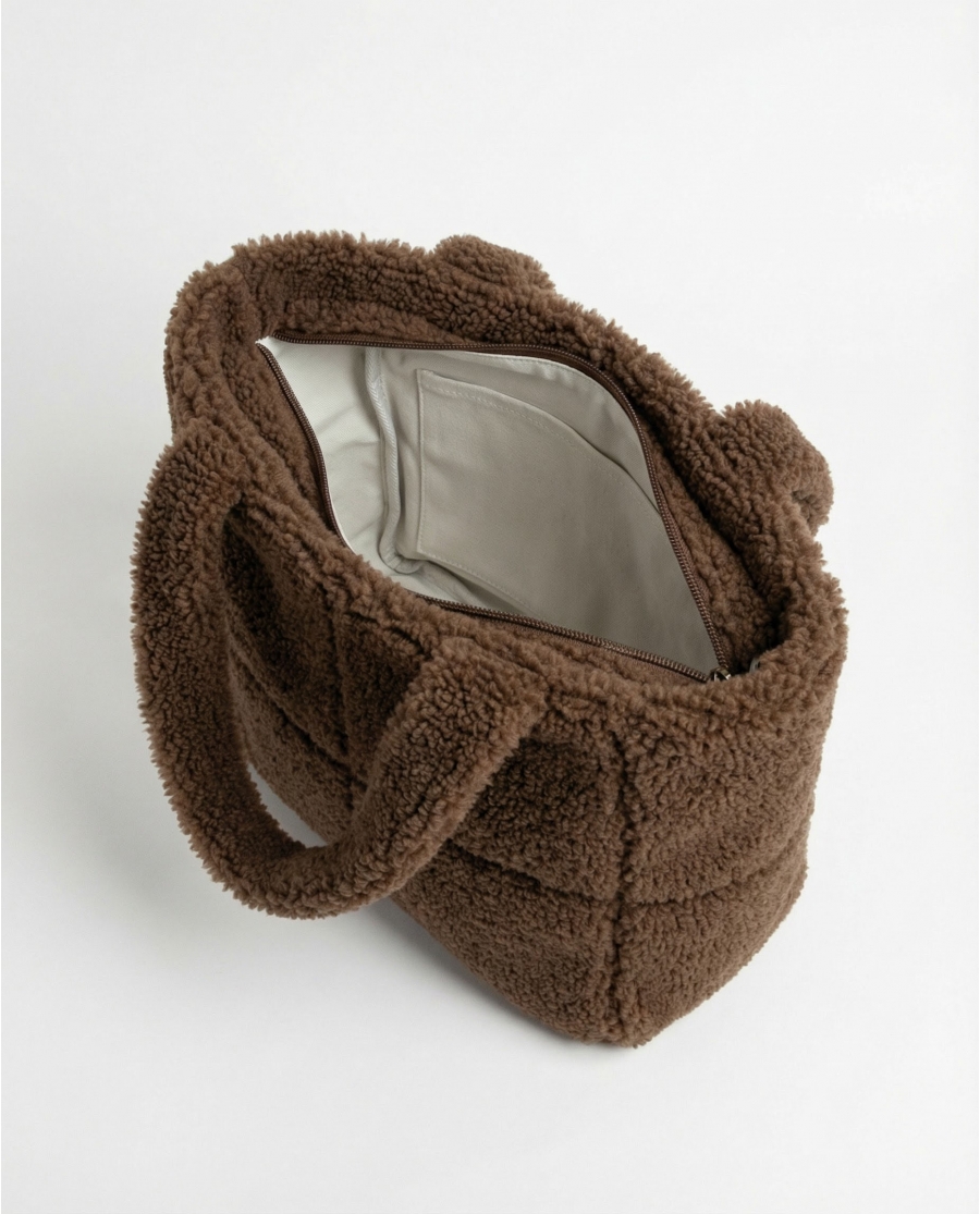 Bolso Shopper Afelpado Sherpa Winter MARRON