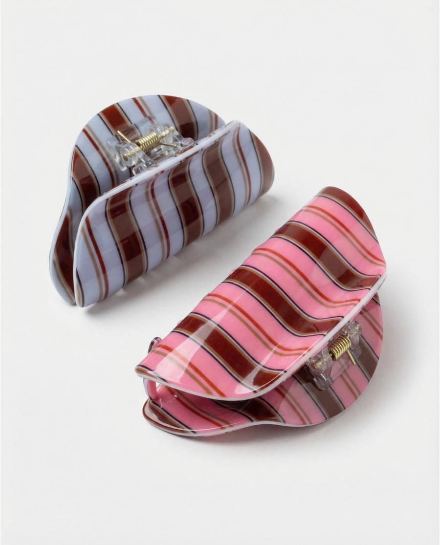 ADMAS Pinzas Pelo Love Stripes para Mujer (Pack 2 unidades, Caja 6 Packs) PACK FANTASIA